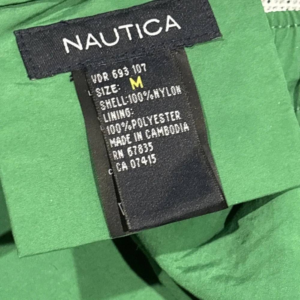 Vintage Nautica N-SS 1983 Swim Trunks Green Colorblock Shorts Men's Size M
